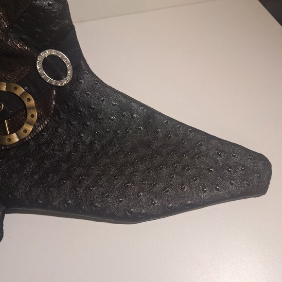 18" Cowboy Boot Christmas Stocking Dorothy Madans 08 Faux Leather Embellishments - Picture 4 of 10